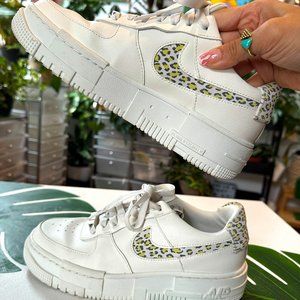 Nike White and Leopard Print Athletic Shoes